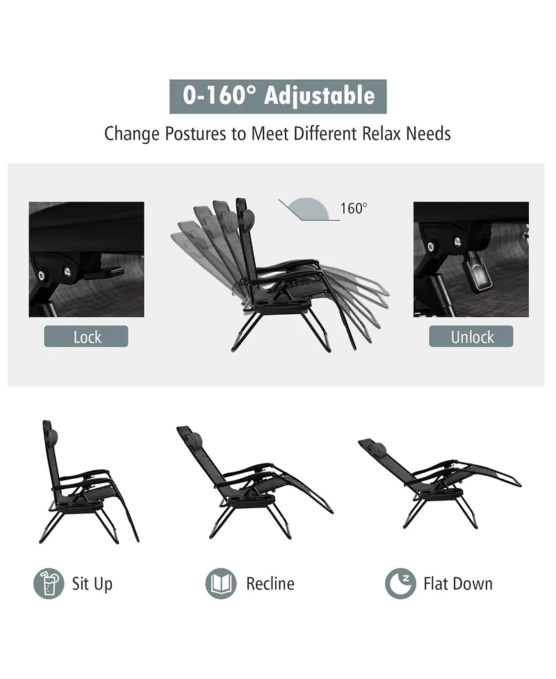 Inolait Outdoor Folding Zero Gravity Reclining Lounge Chair