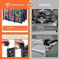 Yescom Metal Frame 10 Wheels Rolling Mesh Pool Storage Bin Xx-Large Double Decker with Noodle Holder Pool Float Storage Organizer, Upgrade Sturdy Conn