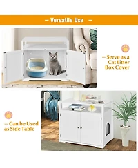 Wooden Cat Litter Box Enclosure Hidden Cat Washroom with Storage Layer