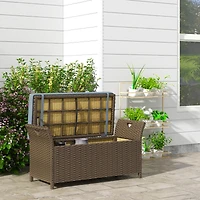 Outsunny 29 Gallon Outdoor Patio Wicker Storage Bench w/ Cushion Dark