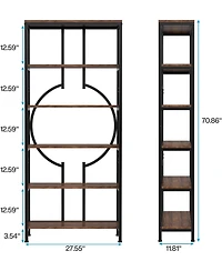 Tribesigns 70.9 Inch Industrial Bookshelf, 6-Tier Tall Bookcase with Open Shelves, Wood and Metal Display Shelf Storage Shelves