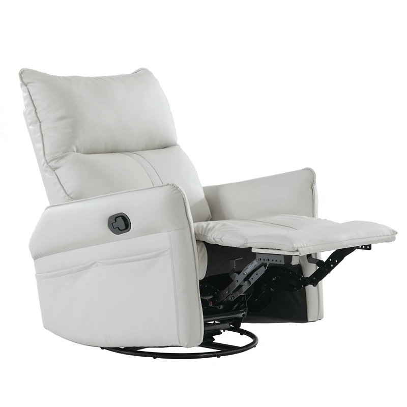 Simplie Fun Modern Gray Swivel Recliner Chair with Side Pocket