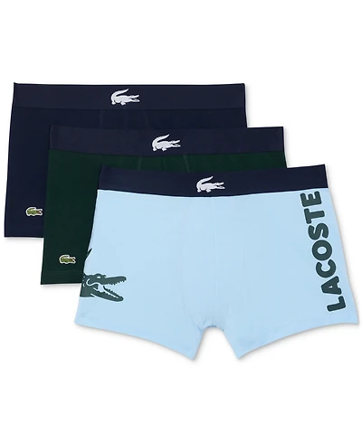Lacoste Men's 3-Pack Regular Fit Big Croc Logo Boxer Briefs
