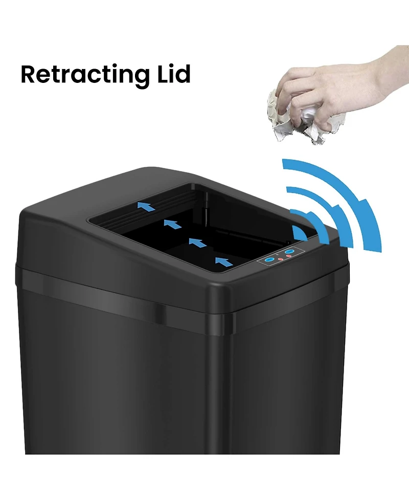 iTouchless Stainless Steel Sliding Lid Sensor Trash Can with AbsorbX Odor Filter 14 Gallon