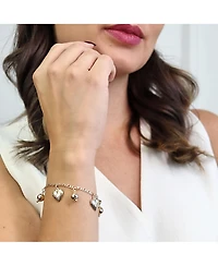 Bling Jewelry Message Love Hearts Charm Bracelet 18K Gold Plated Brass 7.5 Inch
