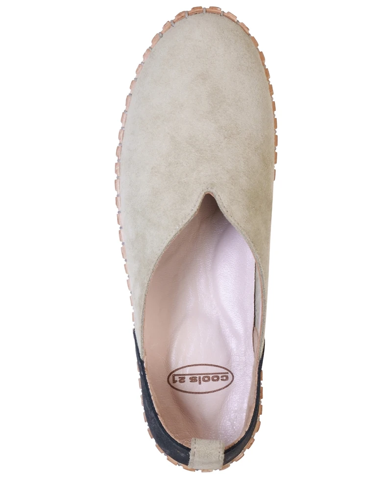 Cools 21 Women's Paisley Two Tone Suede Slip-On Flats
