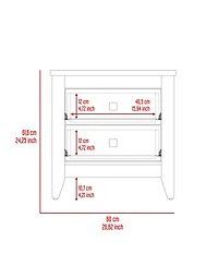 Fm Furniture Breeze Four-Legged Modern Bedroom Nightstand, with Two Drawers