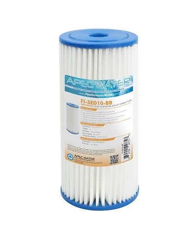 Apec Water Systems Whole House Reusable & Pleated Sediment Filter 4.5" x 10", 30 Micron
