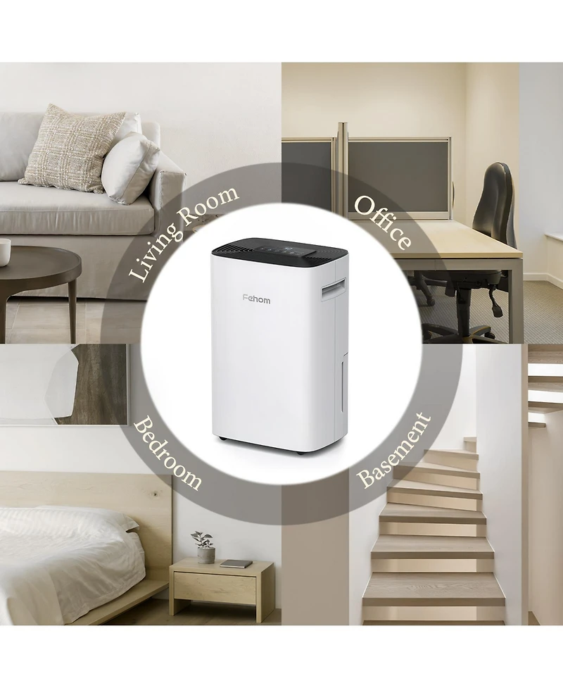Fehom 4,500 Sq. Ft 50 Pint Dehumidifier with Drain Hose For Home Basements