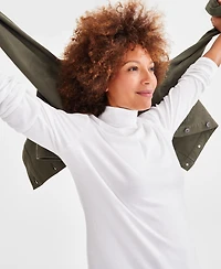 Style & Co Petite Mock-Neck Cotton Long-Sleeve T-Shirt, Created for Macy's
