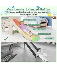 3-in-1 Toddler Slide with Buffer Zone Basketball Hoop & Ball Elephant Design