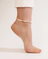 Ettika Freshwater Pearl Polished Pebble Beaded Anklet