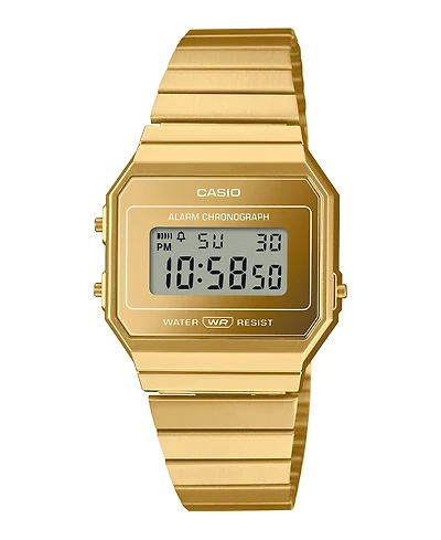 Casio Unisex Digital Gold Tone Stainless Steel Watch, 35.5mm A700WEVG-9AVT