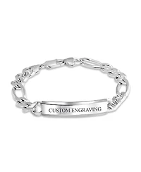 Bling Jewelry Bar Name Plated identification Id Bracelet 8 Mm Figaro Chain Link 200 Gauge .925 Sterling Silver Made Italy
