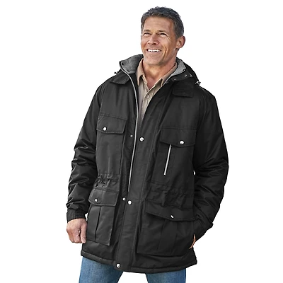 Boulder Creek Big & Tall by KingSize Fleece-Lined Parka With Detachable Hood And 6 Pockets