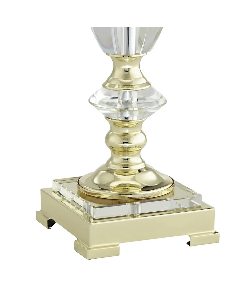 Vienna Full Spectrum Traditional Table Lamp 31" Tall Faceted Crystal and Brass Bell Fabric Shade for Living Room Family Bedroom Bedside