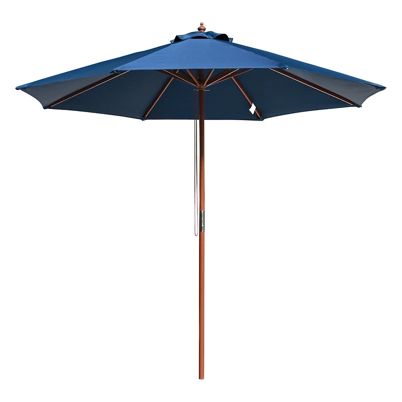 Yescom 9FT Wooden Patio Umbrella UV30+ for Beach Pool Wedding Party Table Market Garden Yard Hotel Deck Cafe Navy