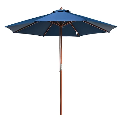 Yescom 9FT Wooden Patio Umbrella UV30+ for Beach Pool Wedding Party Table Market Garden Yard Hotel Deck Cafe Navy