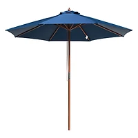 Yescom 9FT Wooden Patio Umbrella UV30+ for Beach Pool Wedding Party Table Market Garden Yard Hotel Deck Cafe Navy