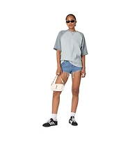 Women's Oversized Raglan Waffle T Shirt