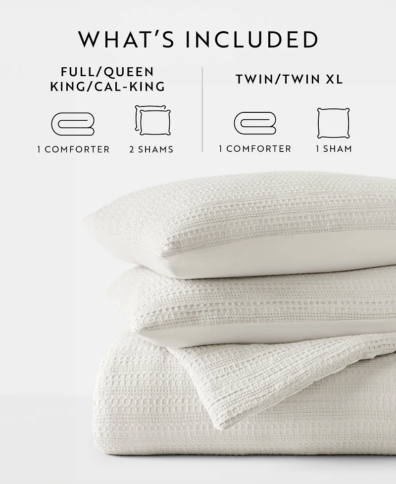 ienjoy Home Waffle Textured 3-Piece Comforter Set