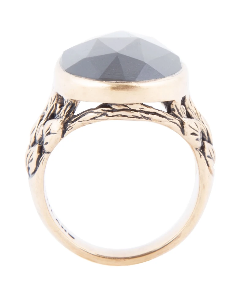 Barse Enchanted Smoky Quartz Golden Bronze Oval Ring