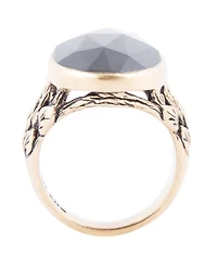 Barse Enchanted Smoky Quartz Golden Bronze Oval Ring