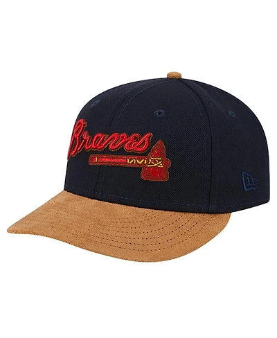 New Era Men's Navy Atlanta Braves Team Suede Visor Low Profile 59FIFTY Fitted Hat
