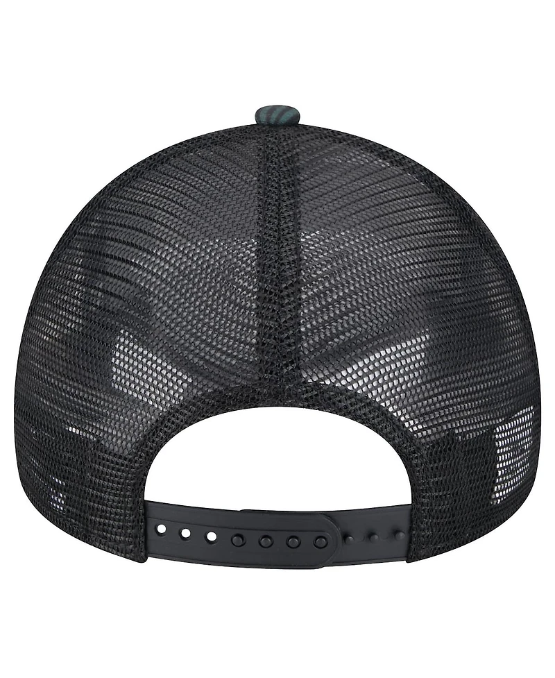New Era Men's Black Los Angeles Chargers Agave Trucker 9FORTY Adjustable Hat