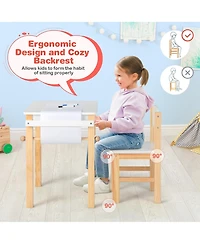 Costway Kids Table and Chair Set Wooden Activity Drawing Study Desk