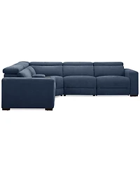 Nevio 5-Pc. Fabric Power Headrest L-Shape Sectional and Console with Motion Chairs