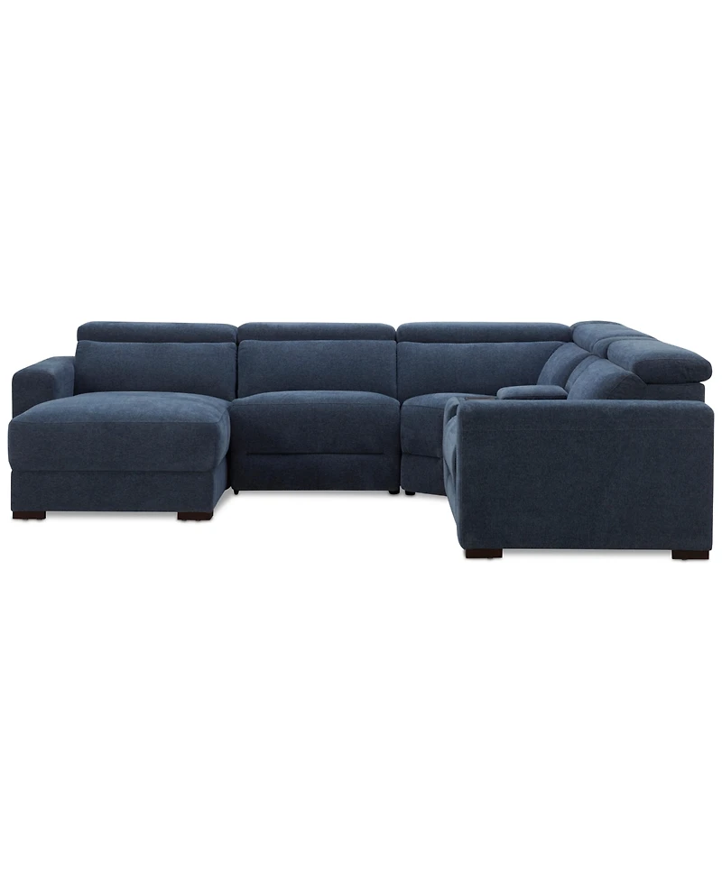 Nevio -Pc. Fabric Power Headrest Sectional and Chaise with 1 Motion Chair