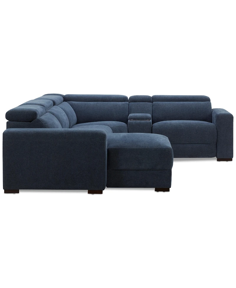 Nevio -Pc. Fabric Power Headrest Sectional and Chaise with 2 Motion Chairs