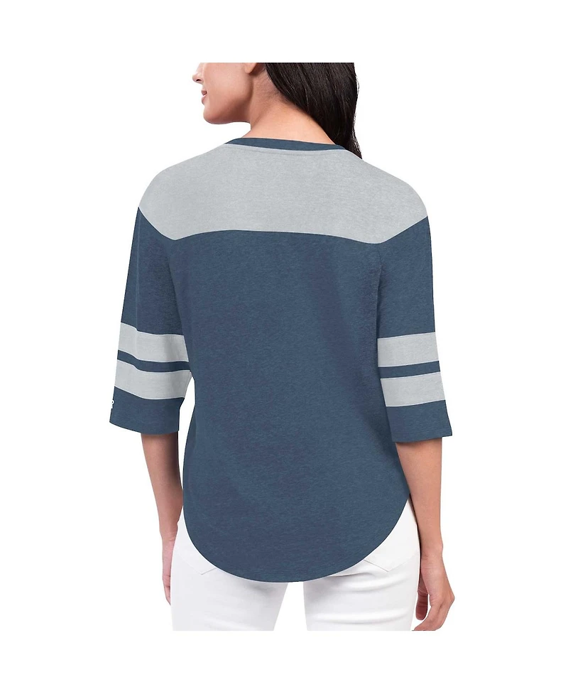 Starter Women's Navy Dallas Cowboys Fullback Tri-Blend 3/4-Sleeve T-Shirt