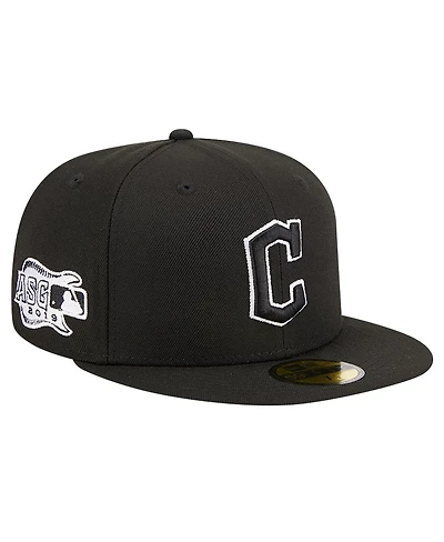 New Era Men's Black Cleveland Guardians Logo 59FIFTY Fitted Hat