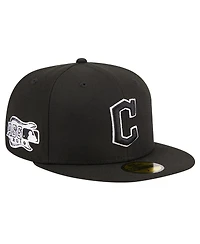 New Era Men's Black Cleveland Guardians Logo 59FIFTY Fitted Hat