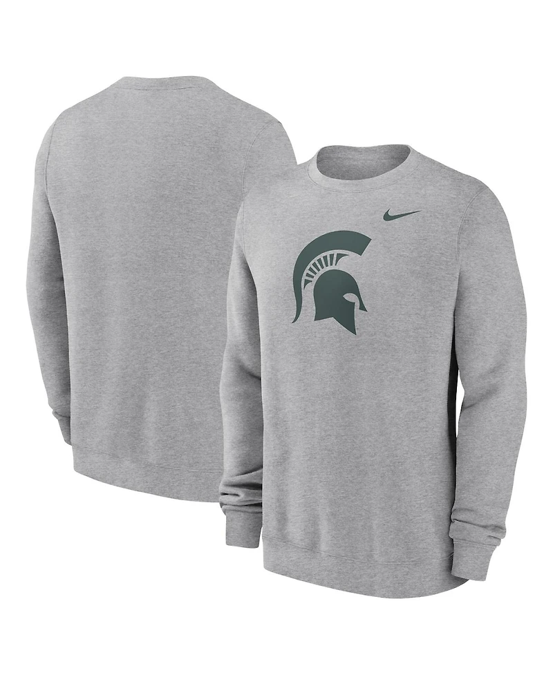 Nike Men's Heather Gray Michigan State Spartans Primetime Evergreen Fleece Pullover Sweatshirt