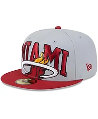 New Era Men's Gray/Red Miami Heat Tip-Off Two-Tone 59FIFTY Fitted Hat