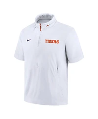 Nike Men's White Clemson Tigers 2024 Sideline Coach Short Sleeve Half-Zip Hoodie Jacket
