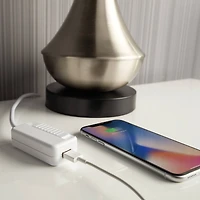 Tesler White Finish Cfl-led Plug-In Table Top Dimmer with Usb Port - Tesler