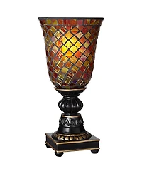 Regency Hill Traditional Uplight Accent Table Lamp 12" High Dark Bronze Amber Mosaic Glass Shade Bedroom House Bedside Nightstand