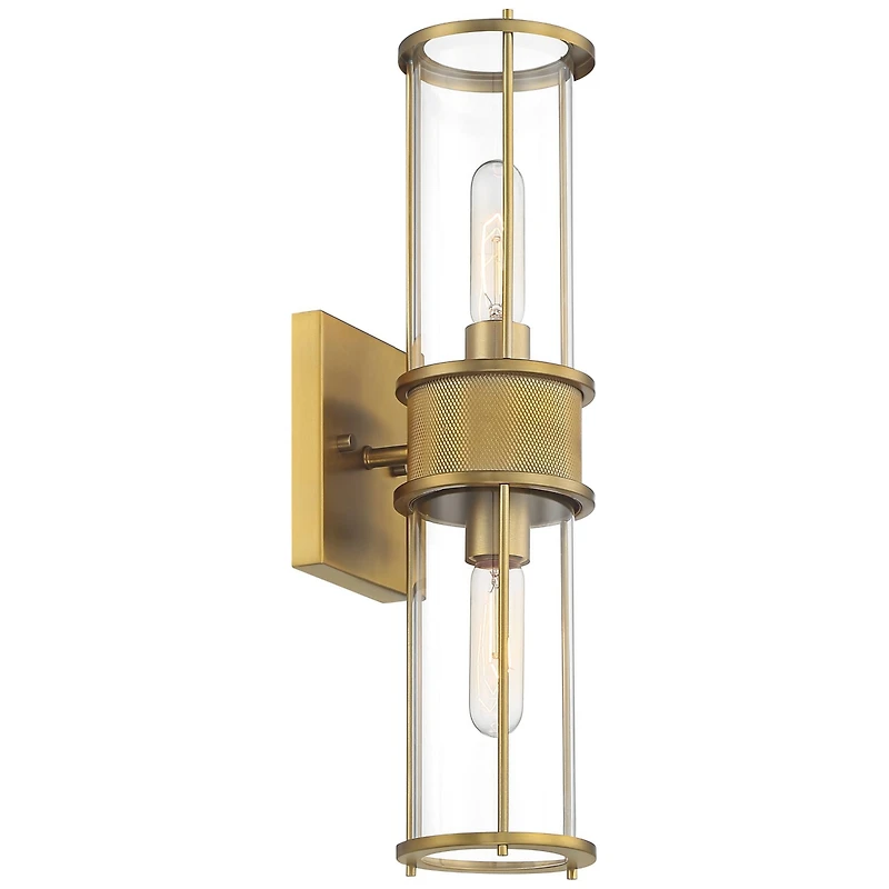 Possini Euro Design Miranda Modern Wall Light Sconce Warm Brass Hardwire 4 1/2" 2-Light Fixture Clear Glass Shade for Bedroom Bathroom Vanity Rea