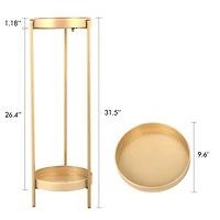 Elegant Golden Foldable 2-Tier Plant Stand for Indoor Outdoor Use