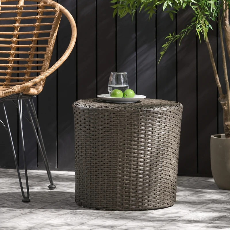 Simplie Fun Stylish Wicker Barrel Side Table | Durable & Convenient Outdoor Accent