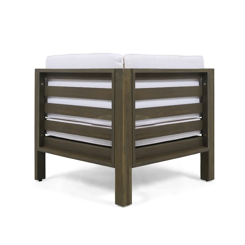 Simplie Fun Acacia Wood Corner Chair with Water-Resistant Cushions