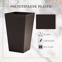 Stylish Rattan-Like Set of 3 Self-Draining Planter Pots (14x14x24