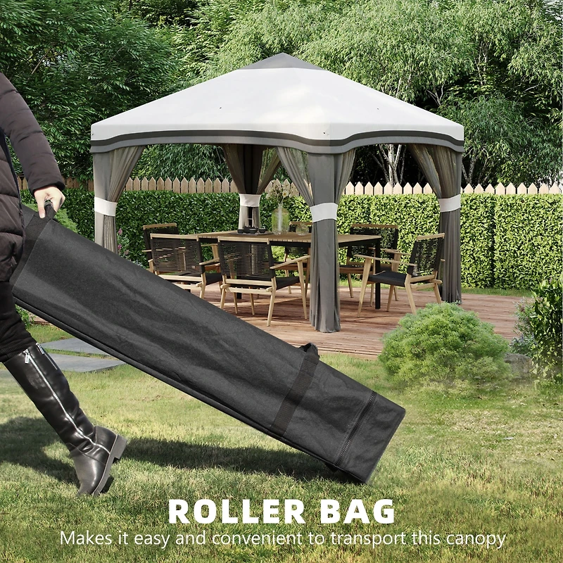 10' x 10' Pop Up Canopy Tent with Netting, Instant Tents for Parties, Height Adjustable, with Wheeled Carry Bag and 4 Sand Bags for Outdoor, Garden, P