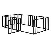 Streamdale Twin Metal Floor Bed Frame with Fence and Door, White