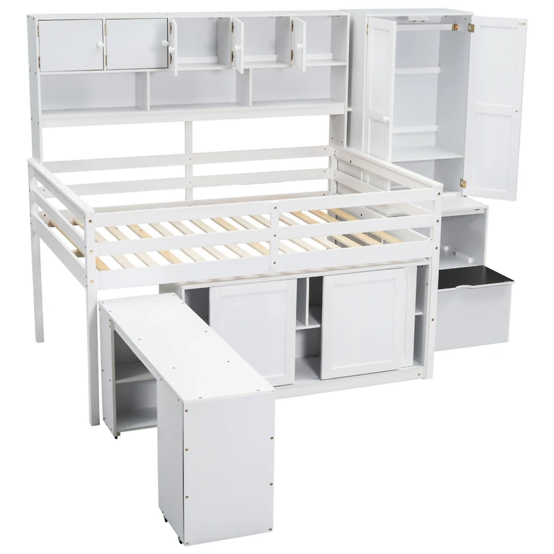 Streamdale Wooden Loft Bed with Storage and Desk