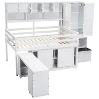 Streamdale Wooden Loft Bed with Storage and Desk
